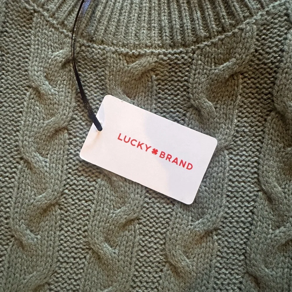 Olive Green Cable Knit Sweater Dress L - Picture 4 of 6